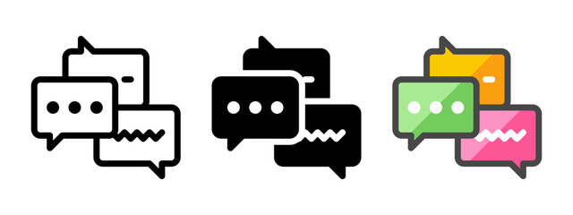 Multipurpose chat balloons vector icon in outline, glyph, filled outline style. Three icon style variants in one pack.