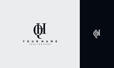 initial letter qh or hq  joined,logo Typography Vector design Template