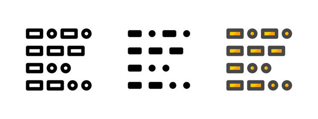 Multipurpose morse code vector icon in outline, glyph, filled outline style. Three icon style variants in one pack. © AbtoCreative