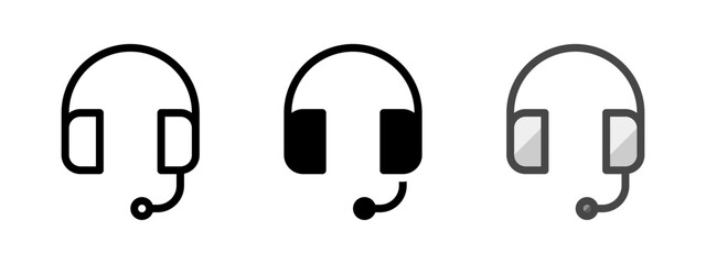 Multipurpose headset vector icon in outline, glyph, filled outline style. Three icon style variants in one pack.