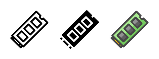 Multipurpose M.2 SSD vector icon in outline, glyph, filled outline style. Three icon style variants in one pack.