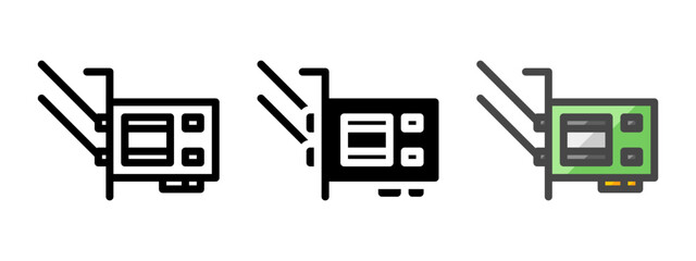 Multipurpose wifi card vector icon in outline, glyph, filled outline style. Three icon style variants in one pack.