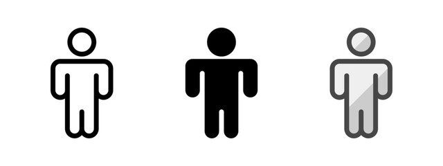 Multipurpose human vector icon in outline, glyph, filled outline style. Three icon style variants in one pack.