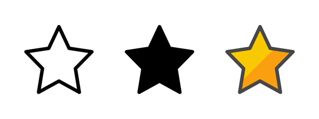 Multipurpose star vector icon in outline, glyph, filled outline style. Three icon style variants in one pack.