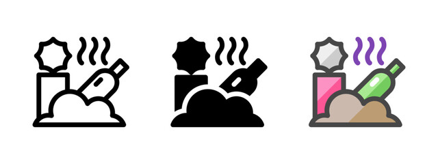 Multipurpose rubbish vector icon in outline, glyph, filled outline style. Three icon style variants in one pack.