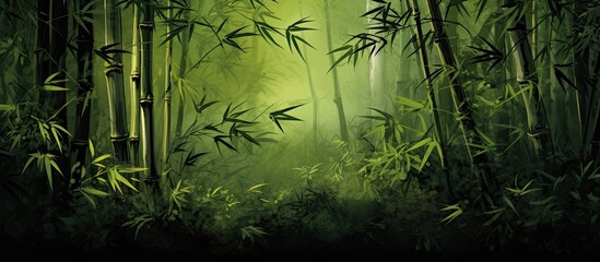 Capture features a detailed view of a green bamboo tree's leaves in a lush forest setting