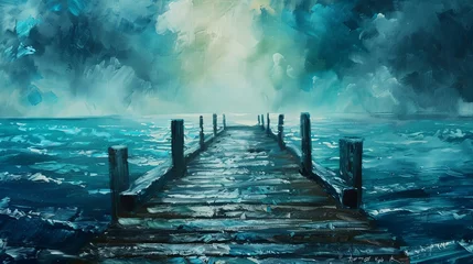 Foto op Canvas wooden bridge on the sea © Zain Graphics