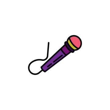 Original vector illustration. The contour icon of the pop microphone. A design element.