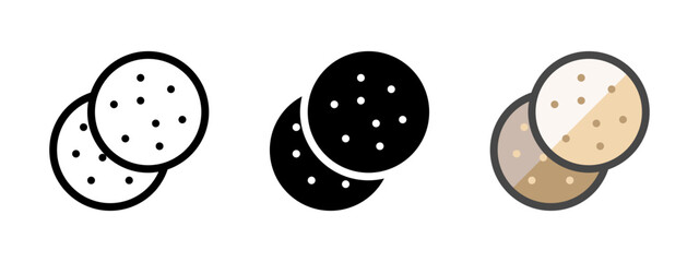 Fototapeta premium Multipurpose cookies vector icon in outline, glyph, filled outline style. Three icon style variants in one pack.