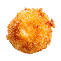 Fried breaded camembert nugget isolated on transparent background