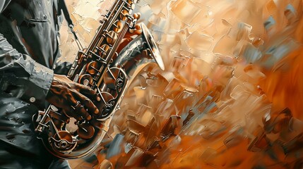 a person with a Saxophone painting