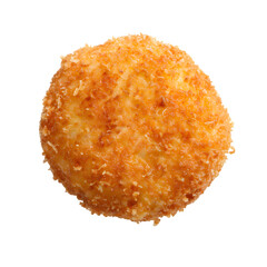 Fried breaded camembert nugget isolated on transparent background