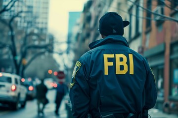 FBI agents walking on city street for a raid - 764200467
