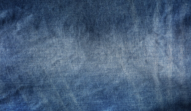 Close-up of blue denim jeans fabric texture background