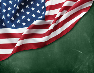 American flag on green chalkboard - 764200680