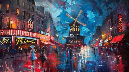 paris city oil painting