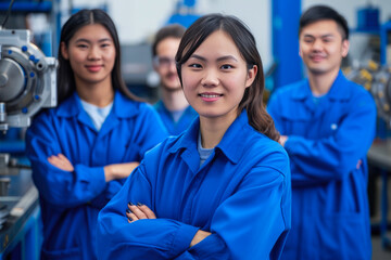 Obraz premium Diverse Team of Engineers Embracing Innovation