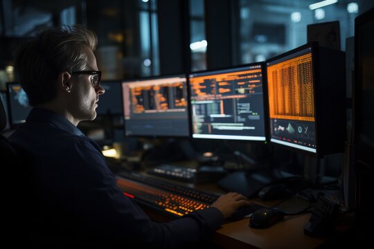 Software developers coding new application project together in office environment