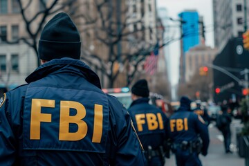 FBI agents walking on city street for a raid - 764204436