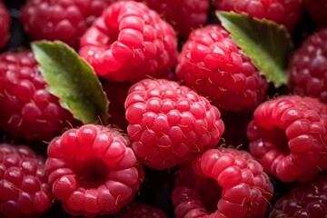 Fresh sweet red raspberries background, organic berries for healthy diet and nutrition concept