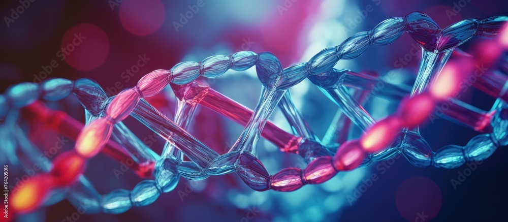 Aufkleber capturing a detailed view of the double-stranded helical structure of dna up close