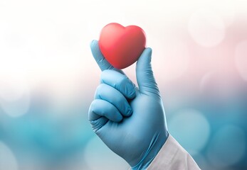 Hands of human doctor holding heart symbol