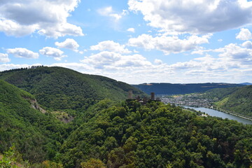 Mosel valley view with castle Thurant