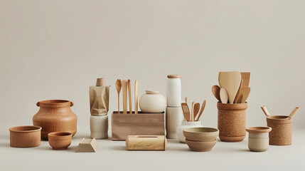 Biodegradable materials in product design eco friendly minimalist - obrazy, fototapety, plakaty