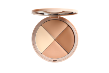 Beauty skin care makeup face powder, blush, sculptor in a pack top view isolated on transparent background