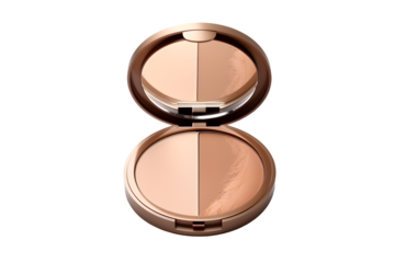 Beauty skin care makeup face powder, blush, sculptor in a pack top view isolated on transparent background