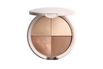 Beauty skin care makeup face powder, blush, sculptor in a pack top view isolated on transparent background