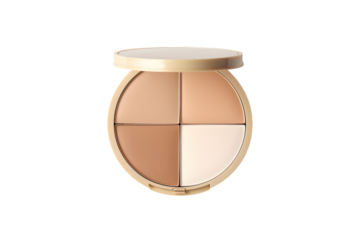 Beauty skin care makeup face powder, blush, sculptor in a pack top view isolated on transparent background