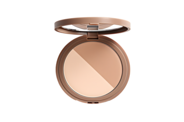 Beauty skin care makeup face powder, blush, sculptor in a pack top view isolated on transparent background