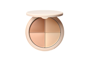 Beauty skin care makeup face powder, blush, sculptor in a pack top view isolated on transparent background