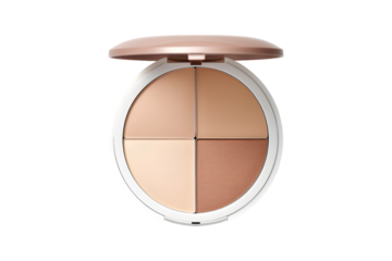 Beauty skin care makeup face powder, blush, sculptor in a pack top view isolated on transparent background