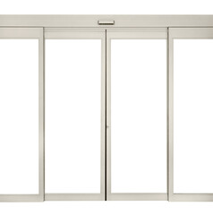 White aluminium electric sliding door isolated on white background,include clipping path