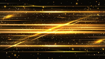 Obraz premium Golden Light Streaks with Sparkling Particles