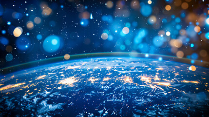Planet Earth from space, capturing the global network of technology and the interconnectedness of our world - obrazy, fototapety, plakaty
