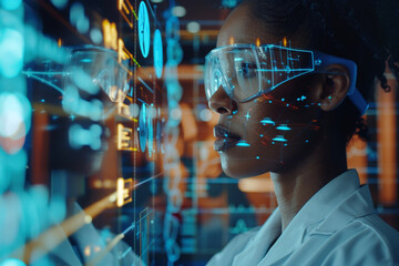 Scientist Working with Advanced Virtual Interface