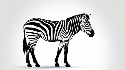 Poster Im Rahmen portrait of a zebra on a gray background © екатерина лагунова