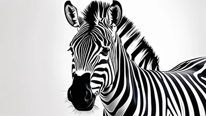 Fotobehang portrait of a zebra on a gray background © екатерина лагунова