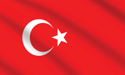 Flat Illustration of Turkey national flag. Turkey flag design. Turkey wave flag.
