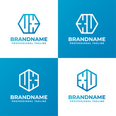 Letters XU or XV and UX or VX Hexagon Logo Set, suitable for business with XU, XV, UX, or VX initials