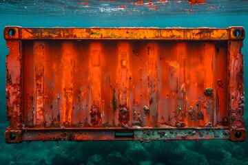 Rusted Metal Container Floating in the Ocean