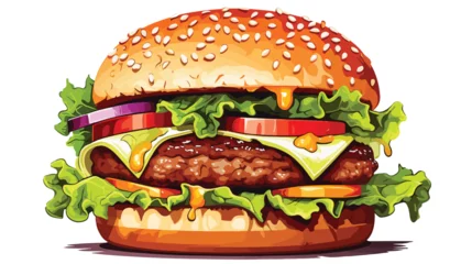 Fotobehang A gourmet burger with a perfectly cooked patty topp © Noman