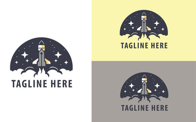 
A logo featuring a rocket soaring into space, symbolizing ambition, progress, and a relentless drive for success.