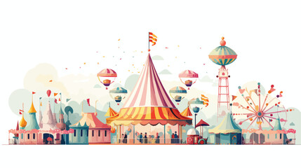 A magical carnival with whimsical rides and colorful