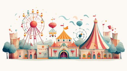 A magical carnival with whimsical rides and colorful