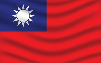 Flat Illustration of Taiwan national flag. Taiwan flag design. Taiwan wave flag.
