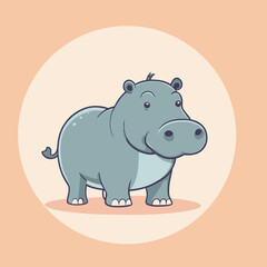 Cute hippo cartoon animal illustration vector design